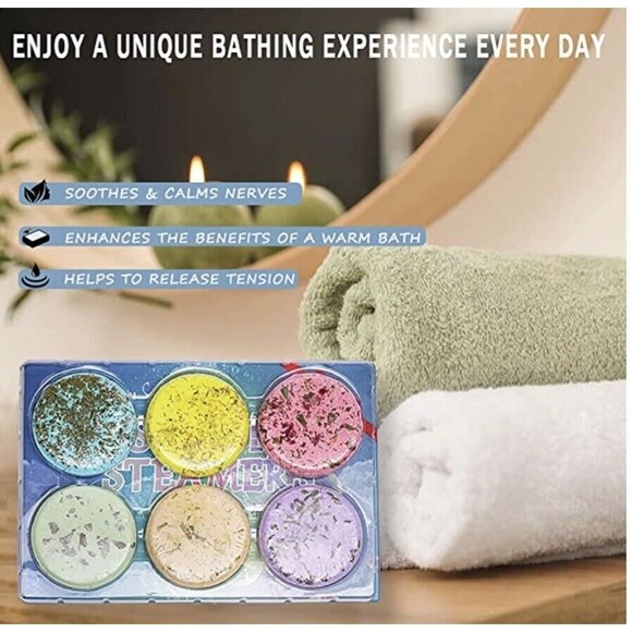Shower Steamers Gift Set of 6 for Women & Men Lavender, Rose, Orange - Picture 3 of 5